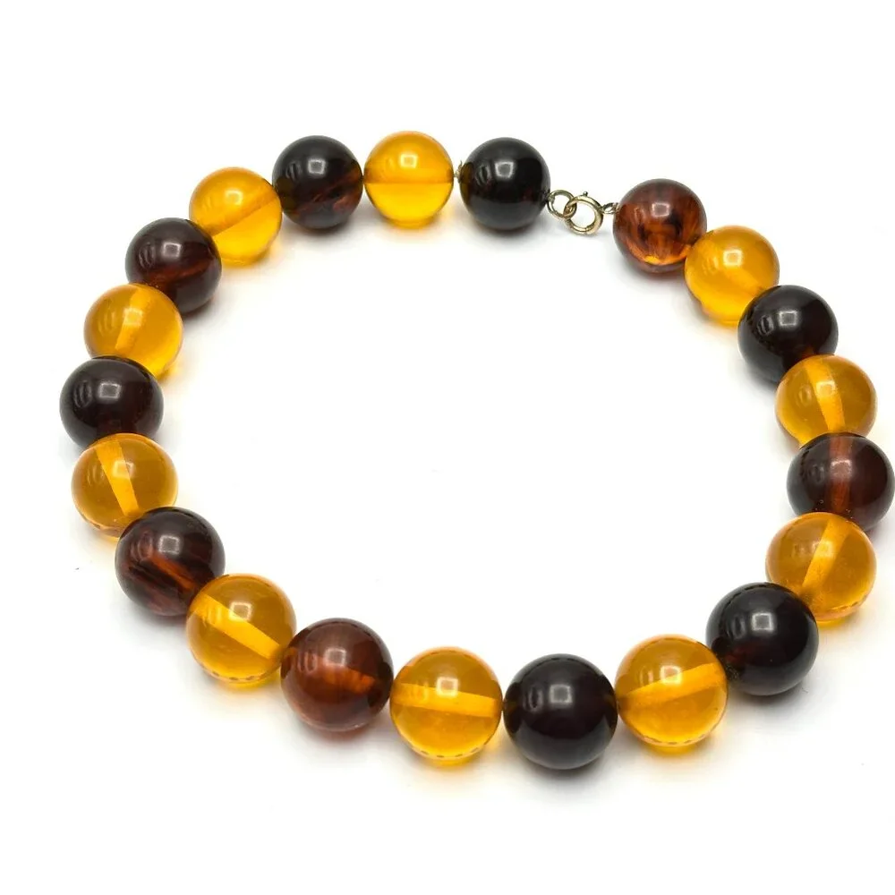 Vintage 1930s Bakelite Choker — Root Beer & Apple Juice Beads  — Authentic – EUC - Picture 2 of 10
